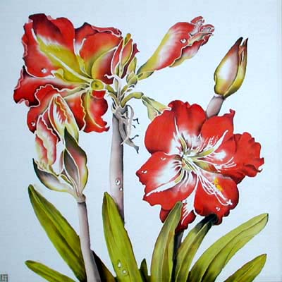 Silk Painting Amaryllis