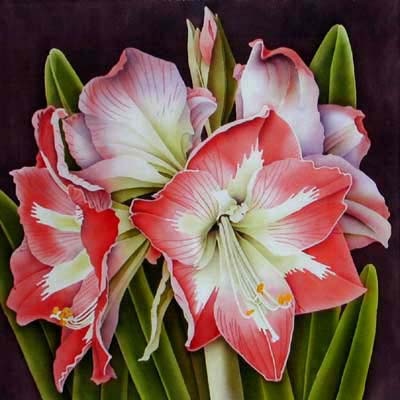 Silk Painting Amaryllis Minerva