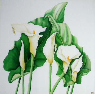 Silk Painting Arum Lilies