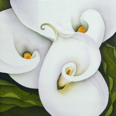 Silk Painting Arum Lilies