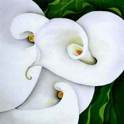 Silk Painting Arum Lilies