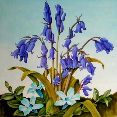 Silk Painting Bluebells and Periwinkle