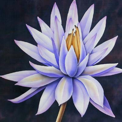 Silk Painting Blue Water Lily