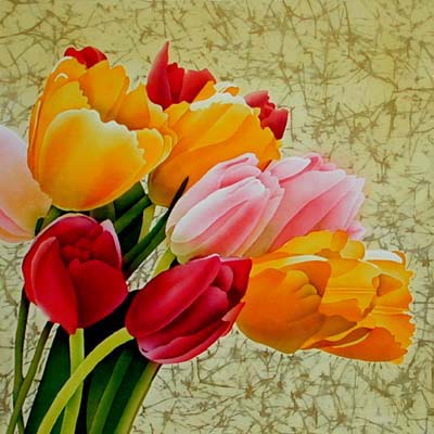 Silk Painting Bouquet of Tulips