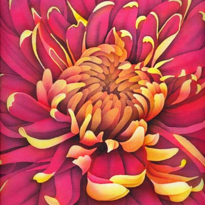 Silk Painting Chrysanthemum Heart