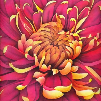 Silk Painting Chrysanthemum Heart