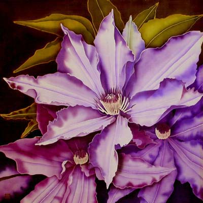 Silk Painting Clematis - The President