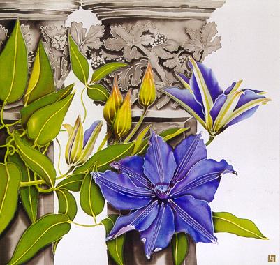 Silk Painting Clematis and Cloisters