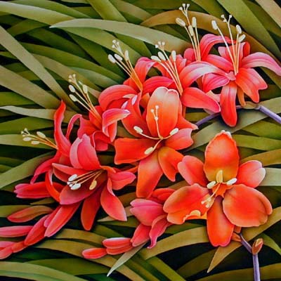 Silk Painting Crocosmia