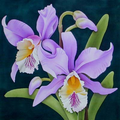 Silk Painting Cymbidium Orchid