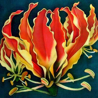 Silk Painting Flame Lily