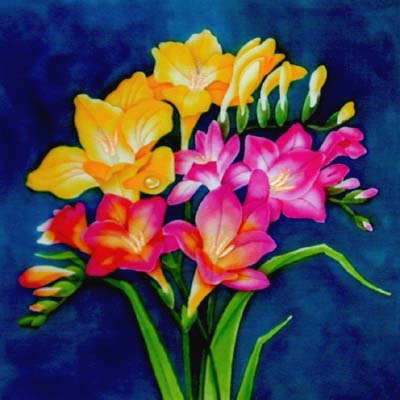 Silk Painting Freesias