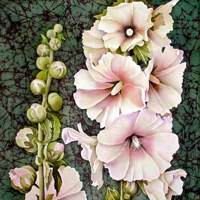 Silk Painting Hollyhocks