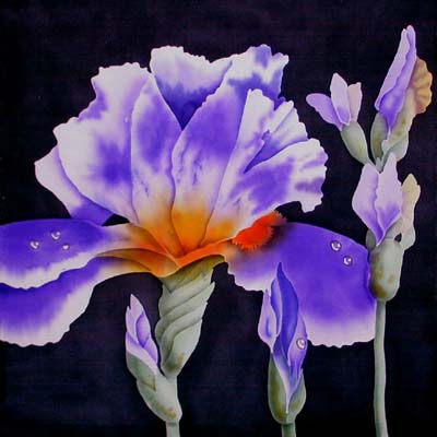 Silk Painting Blue Flag Iris