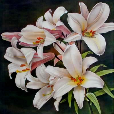 Silk Painting Trumpet Lilies