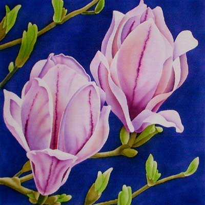 Silk Painting Magnolia Soulangeana