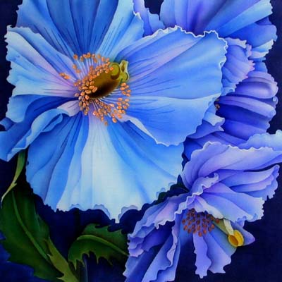 Silk Painting Himalayan Poppies