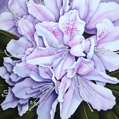 Silk Painting Rhododendron - Moonlight