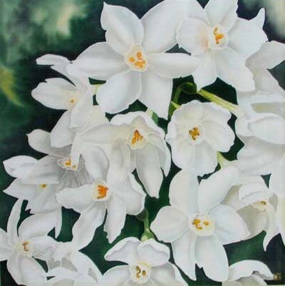 Silk Painting Paperwhite Narcissi