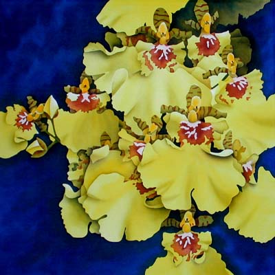 Silk Painting Dancing Ladies Orchid