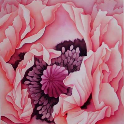 Silk Painting Oriental Poppy