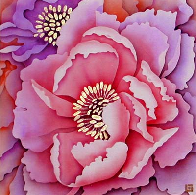 Silk Painting Peonies