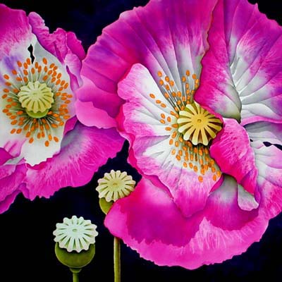 Silk Painting Poppies