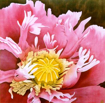 Silk Painting Opium Poppy