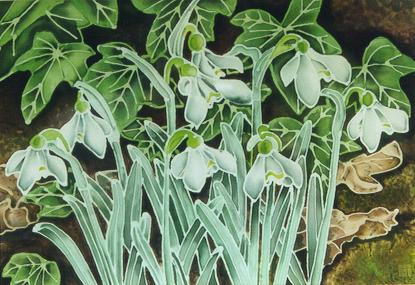 Silk Painting Snowdrops