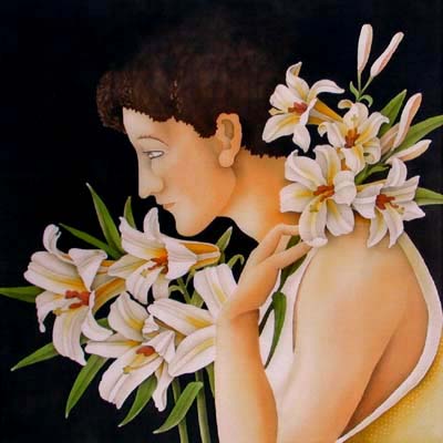 Silk Painting Portrait Lilium