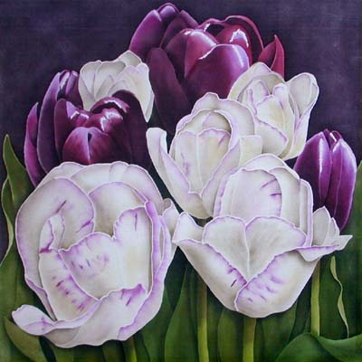 Silk Painting Feathered Tulips