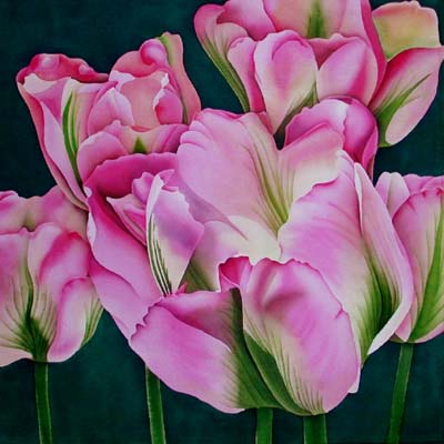 Silk Painting Tulipa Groenland